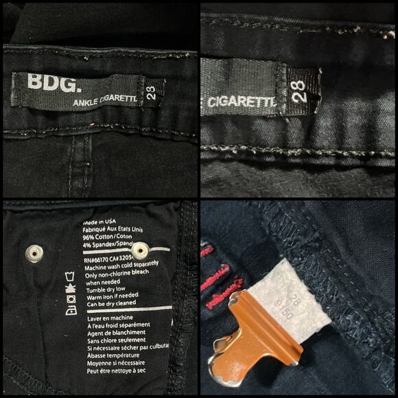 BDG Unpublished Bundle Ankle Cigarette Leg Skinny High Rise Size 28 Black Jeans - Picture 5 of 13
